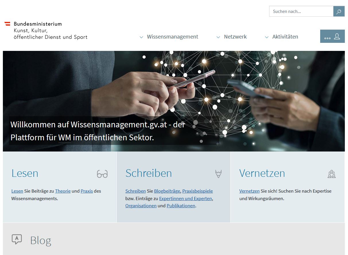 Screenshot wissensmanagement.gv.at