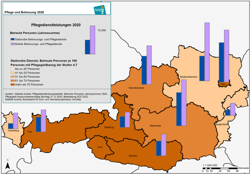Struktur der Pflegedienstleistungen nach Bundesland, 2020