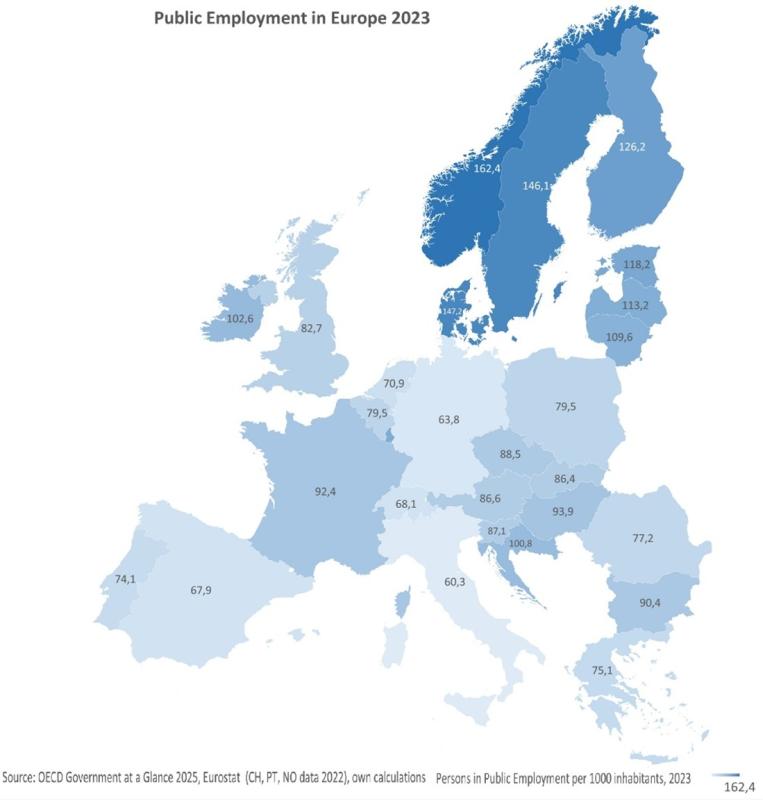 Figure 2: Persons in Public Employment per 1000 inhabitants, 2023