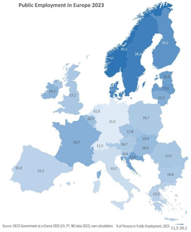 Public Employment as a Share of Total Employment, 2023