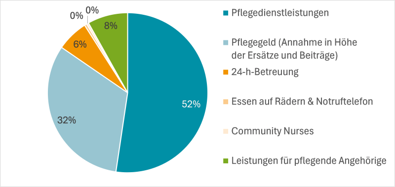 Abbildung 1: Anteil der Nettoausgaben in der nö. Altenpflege nach Leistungsbereichen, 2023