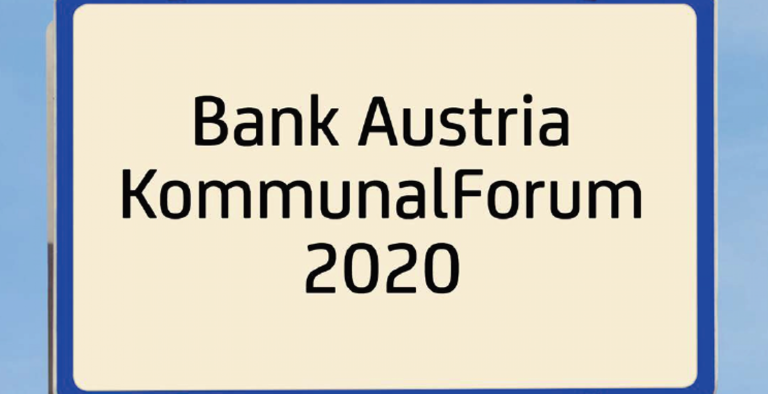 Ortstafel mit Aufschrift Bank Austria Kommunal Forum 2020