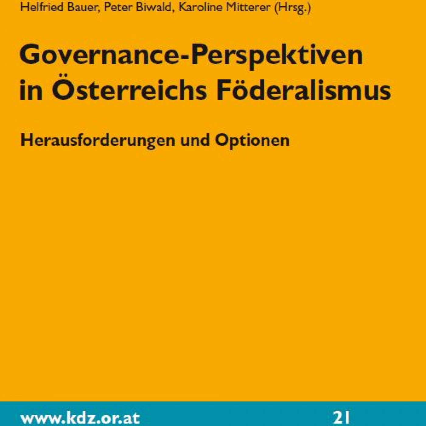 Titelseite Buch Governance-Perspektiven in Österreichs Föderalismus